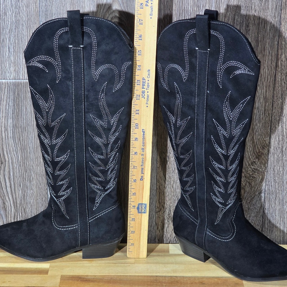Universal Thread Black Suede Embroidered Western‎… - image 10